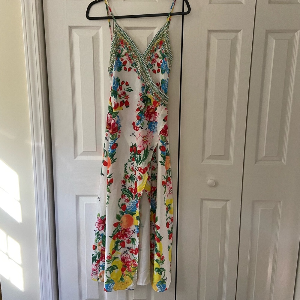 CBR dress with wrap front that shows a bit of leg when worn.